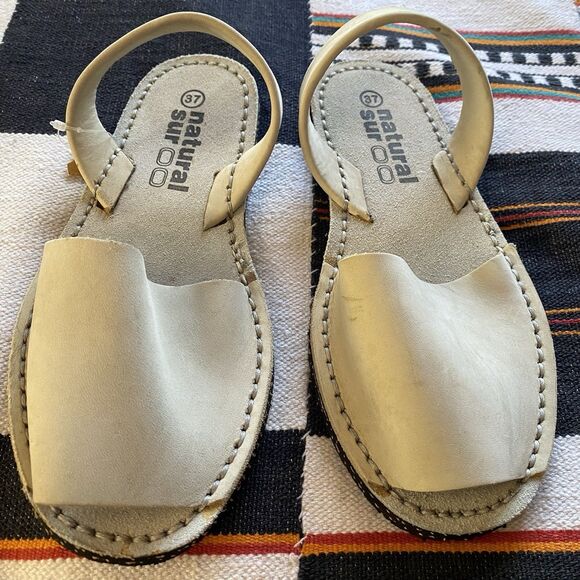 NWT Natural Sur Avarca Leather Sandals. Spain. Menorquinas. Slingback Strap. 37 - Picture 5 of 12